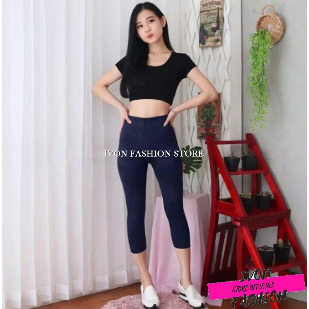 LEGGING 7/8 BAHAN SPANDEX WANITA ADEM PREMIUM 2 UKURAN