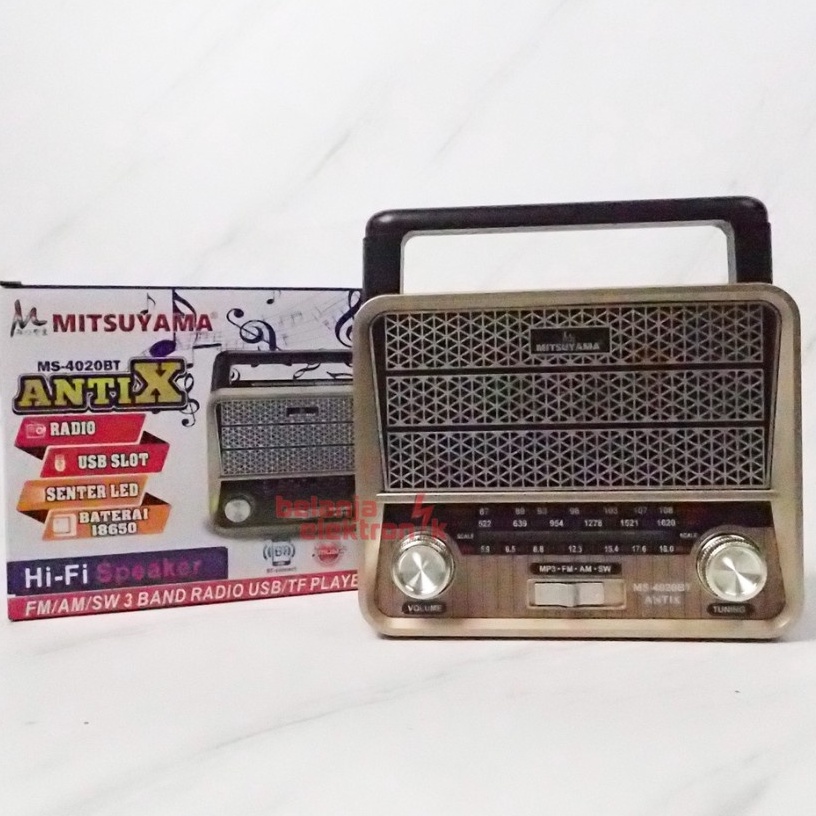 COD RADIO BLUETOOTH MITSUYAMA MS-4020BT ANTIK X-BASS//RADIO FM/AM/SW 3 BAND RADIO USB/TF PLAYER MITS