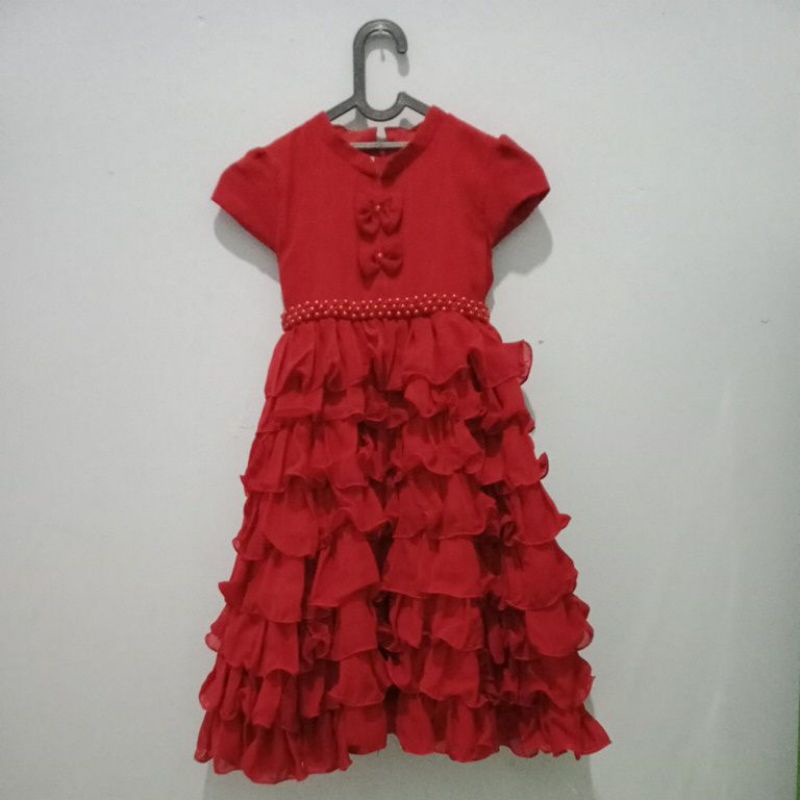 Gaun Pesta Merah Maroon Anak (Preloved)