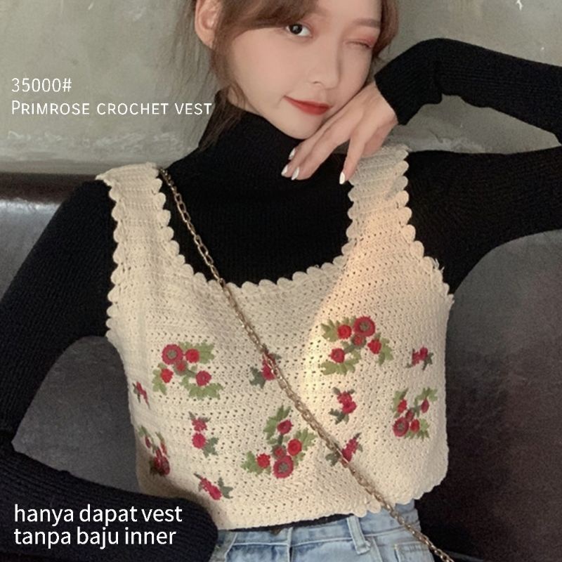 MDLV ~ 35000 PRIMROSE VEST CROP TOP KOREA IMPORT VEST KOREA IMPORT ATASAN IMPORT FASHION IMPORT