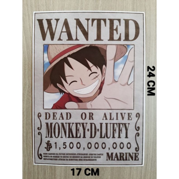 

STIKER WANTED BOUNTY ONE PIECE UKURAN P17 × L24 CM