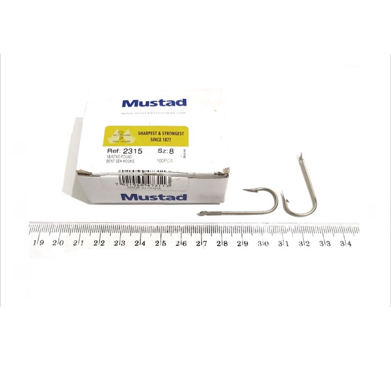 Mata Pancing Kail Mustad Round Bent Sea Hooks Tipe 2315 No 8 Tanpa Lubang