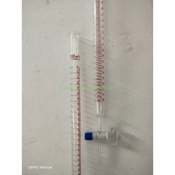 Buret 100ml Pyrex Kran Glass  Buret Alat Kompresi Volume Buret Glass Pyrex