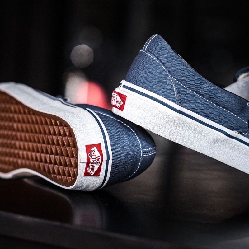 VANS SLIP-ON NAVY WHITE CLASSIC ORIGINAL 100%