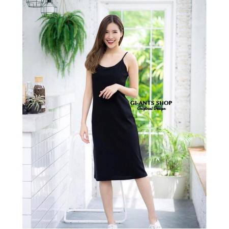 AB TANK TOP DRESS POLOS singlet panjang dres Dalaman wanita perempuan cewek dewasa remaja Spandex So