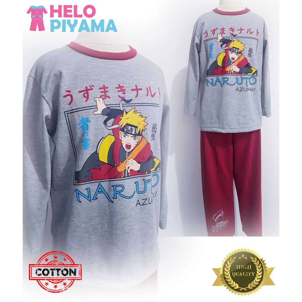 Helo Piyama - Baju Tidur Stelan Kaos Anak Cowok Naruto