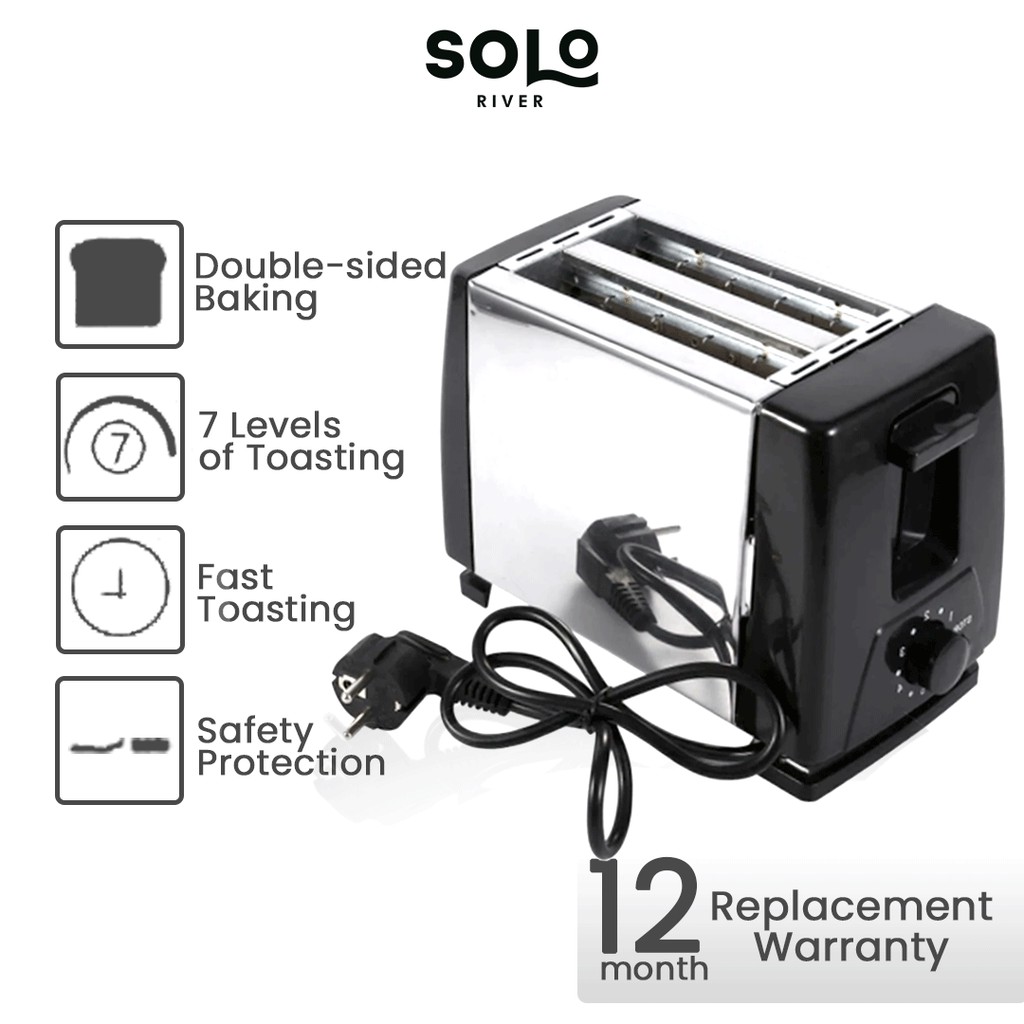 Premium (Mount) SOLO RIVER Pemanggang Roti Listrik Bread Toaster 2 slice otomatis Bergaransi
