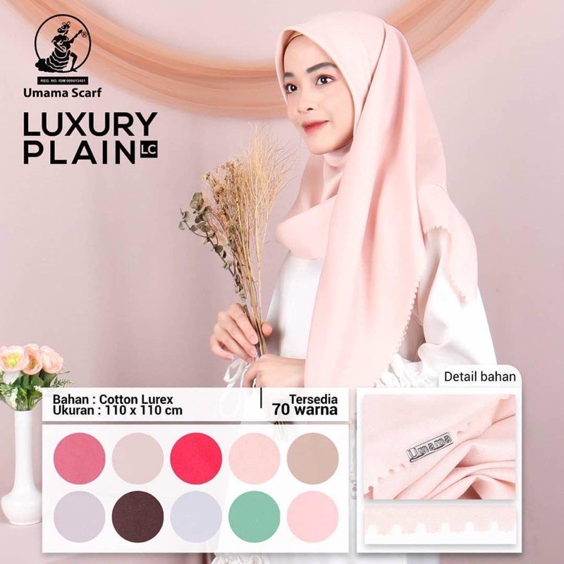 Jilbab Hijab Segiempat LUXURY PLAIN Umama Glitter Premium