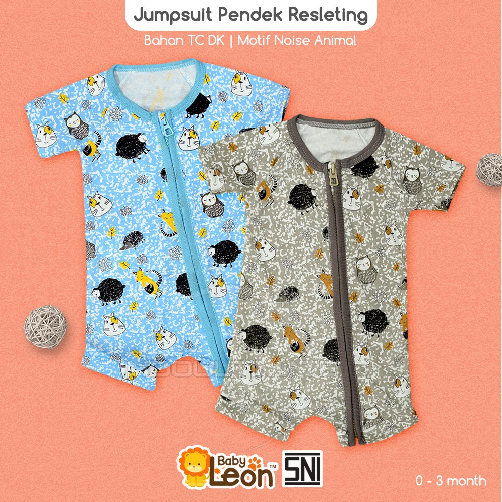 1Pcs Jumsuit Bayi NEWBORN Jumper Bayi Baru Lahir Full Resleting ZOO SERIES BABY LEON DS-120 Jumpsuit Bayi Cotton Double Knit Baby Sleepsuit Baju Tidur Bayi Pakaian Bayi Baju Harian Anak Bayi Balita-2