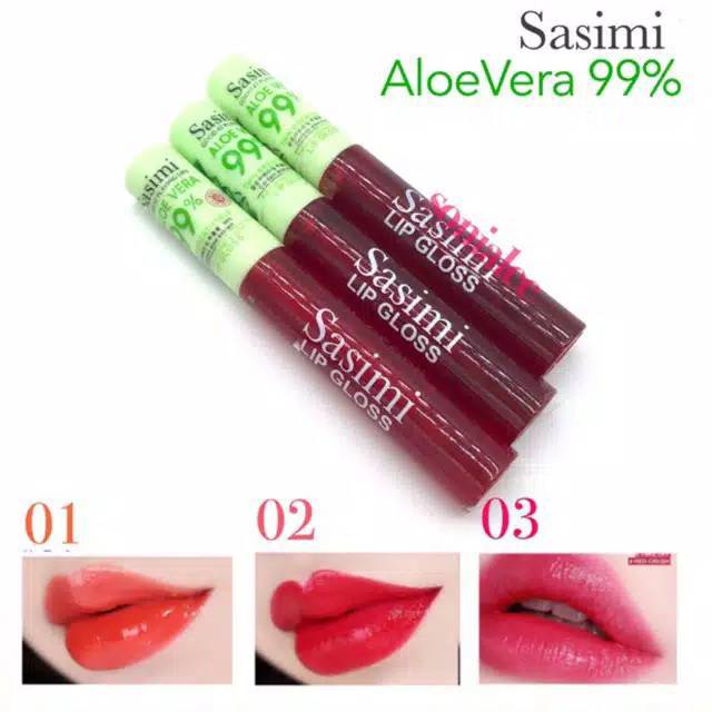 Per 3 Pcs Lip Tint Sasimi Aloe Vera 99 Lip Gloss Sasimi Aloevera Shopee Indonesia Lipstik sasimi aloe vera