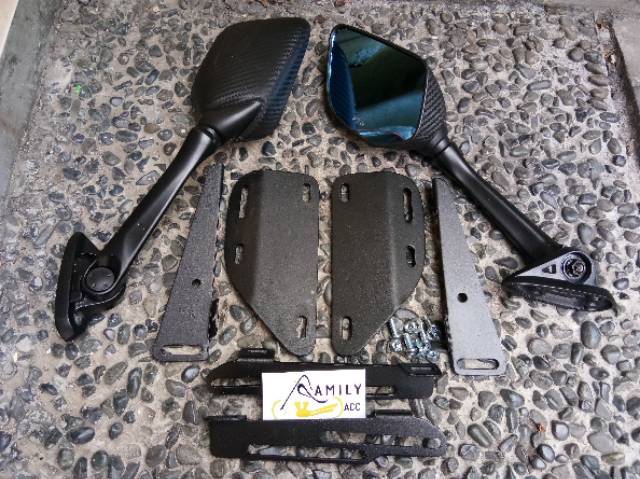 Spion R25 Panjang Karbon + Breket Serpo Nmax 2020 + Baut Anti Jebol Set Yamaha Nmax New 2020