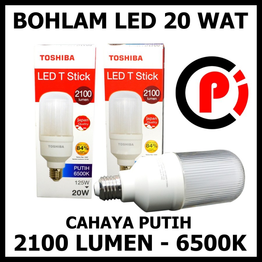 Original Toshiba Bohlam Lampu T Stick LED 20 Watt 20W Cahaya Putih