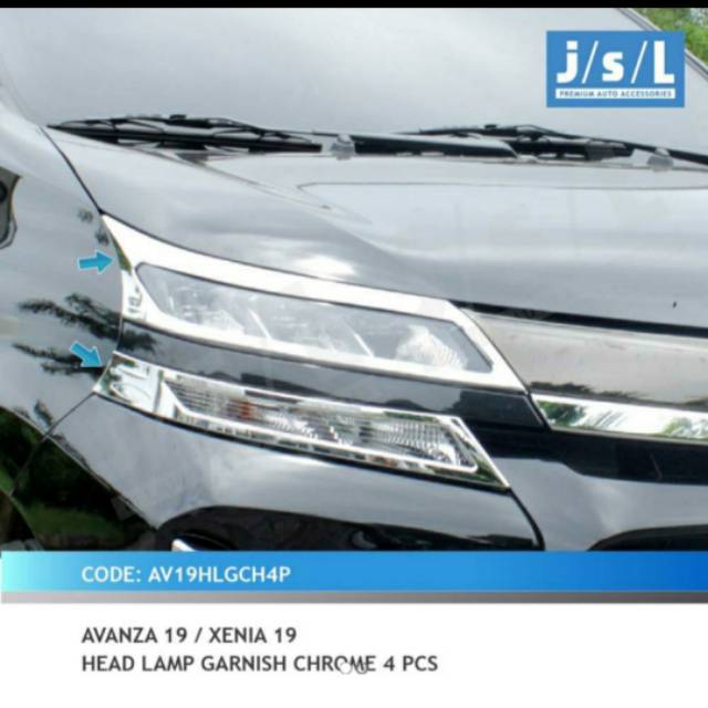 Garnish lampu depan Avanza/ Xenia 2019/ head lamp garnish hitam chrome jsl