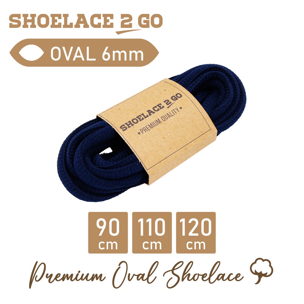 SHOELACE 2 GO PREMIUM TALI SEPATU LONJONG OVAL J2 - NAVY - 90CM 110CM 120CM