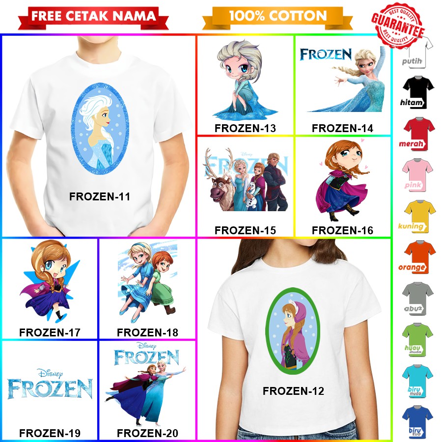 [FREE NAMA!!] Baju Kaos COUPLE  ANAK DAN DEWASA FROZEN BANYAK MOTIF