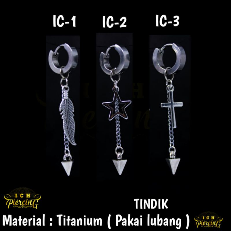 ANTING TINDIK KPOP / ANTING TITANIUM GANTUNGAN / ANTING BTS PRIA WANITA