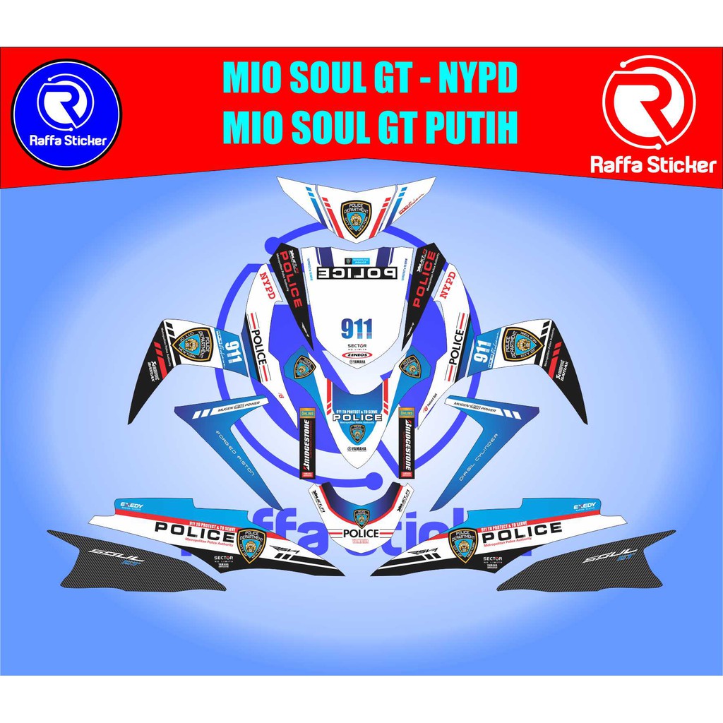Jual Decal Sticker Fullbody YAMAHA MIO SOUL GT - POLICE PUTIH NYPD