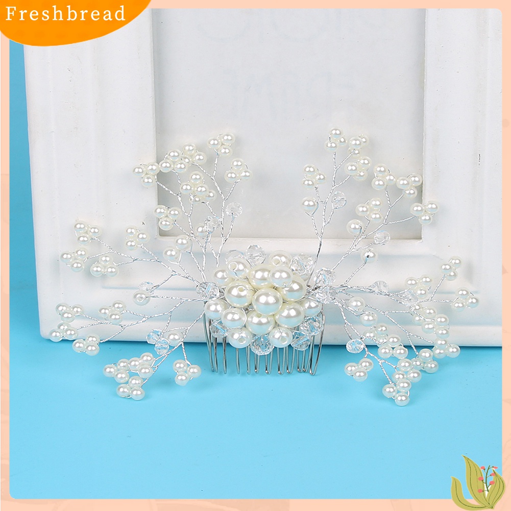 【Fresh】Wedding Party Bridal Elegant Headwear Women Floral Faux Pearl Hairpin Hair Comb