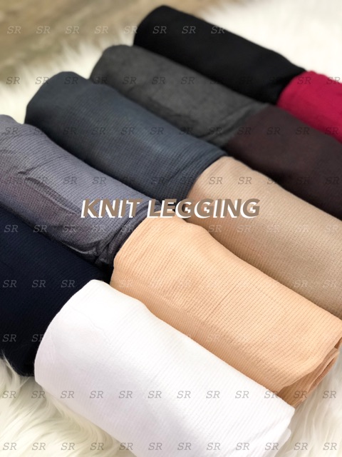 Legging Polos Rajut Knit Import Lembut Nyaman Melar Jumbo Panjang