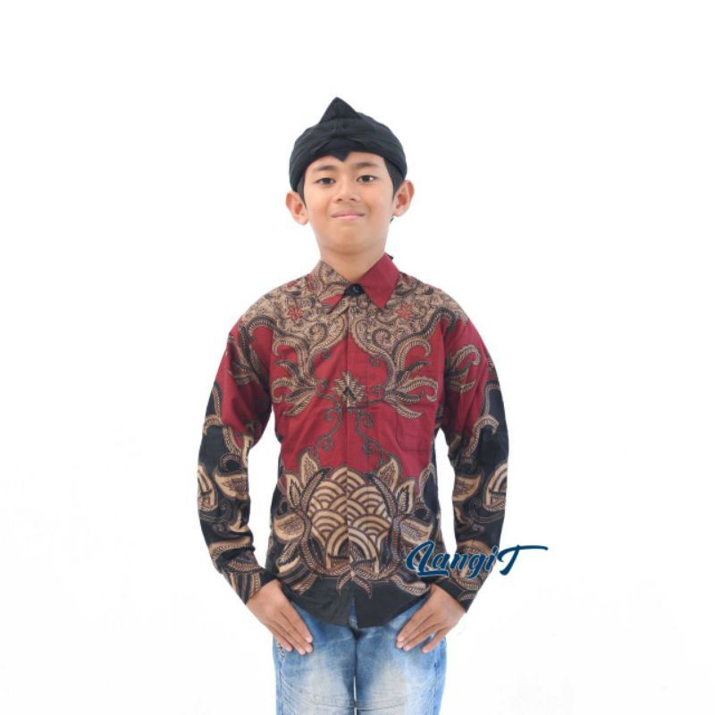 Baju batik anak laki-laki lengan panjang umur 2-13 tahun bisa buat sekolah hari batik