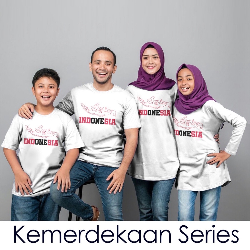 Kaos Family Couple Agustusan Kemerdekaan Indonesia Motif Peta Indonesia Kaos Keluarga Laki Laki Perempuan Kaos Anak Dan Dewasa Lengan Pendek dan Lengan Panjang