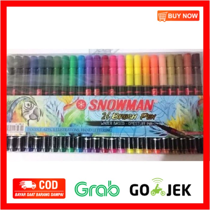 

(BISA COD) [SET] BRUSH PEN SNOWMAN 24 WARNA / PEN BRUSH KUAS