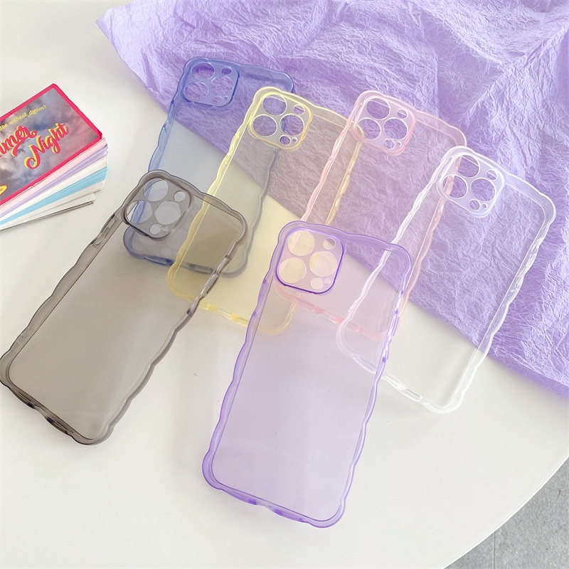Case Pelindung Bahan TPU Transparan Bentuk Gelombang Untuk Iphone 7 8 PLUS X XR XS 11 12 13 Mini PRO MAX SE 2020