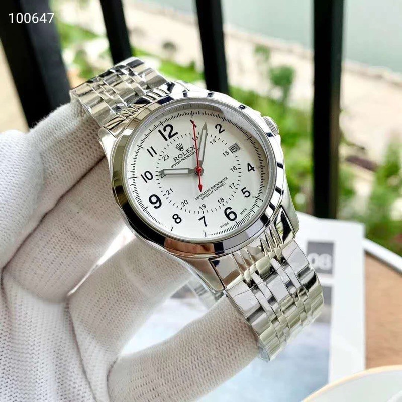 Jam Tangan Pria/Wanita Rolex Angka Waterproof AntiAir Tali Rantai