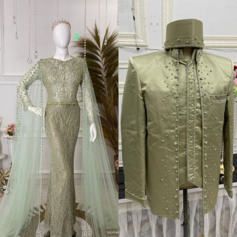 CAUPLE TERLARIS KEBAYA AKAD MODREN/KEBAYA BEREKOR LANSUNG |BAJU PENGANTIN MEWAH|KEBAYA DRESS COUPLE|GAUN DRESS MUSLIMAH