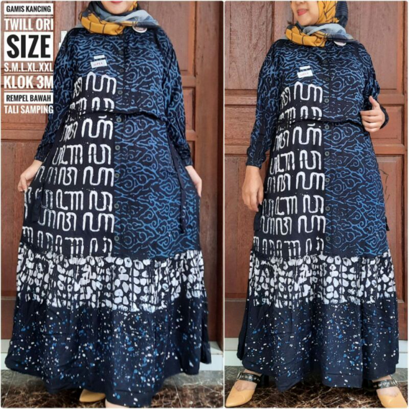 Gamis Twill Ori Pelangi Gamis Twill Tiedye Gamis Resleting Rempel Susun Tali Samping Busui Bumil