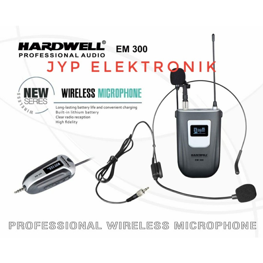 MIC WIRELESS HARDWELL EM 300 / EM300 HEADSET + CLIPON ORIGINAL