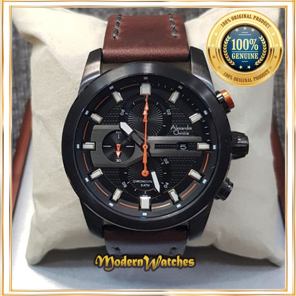 Jam Tangan Pria Ori Alexandre Christie AC 6270 6562 / 6559 Black Brown Biru Coklat Terlaris Kulit