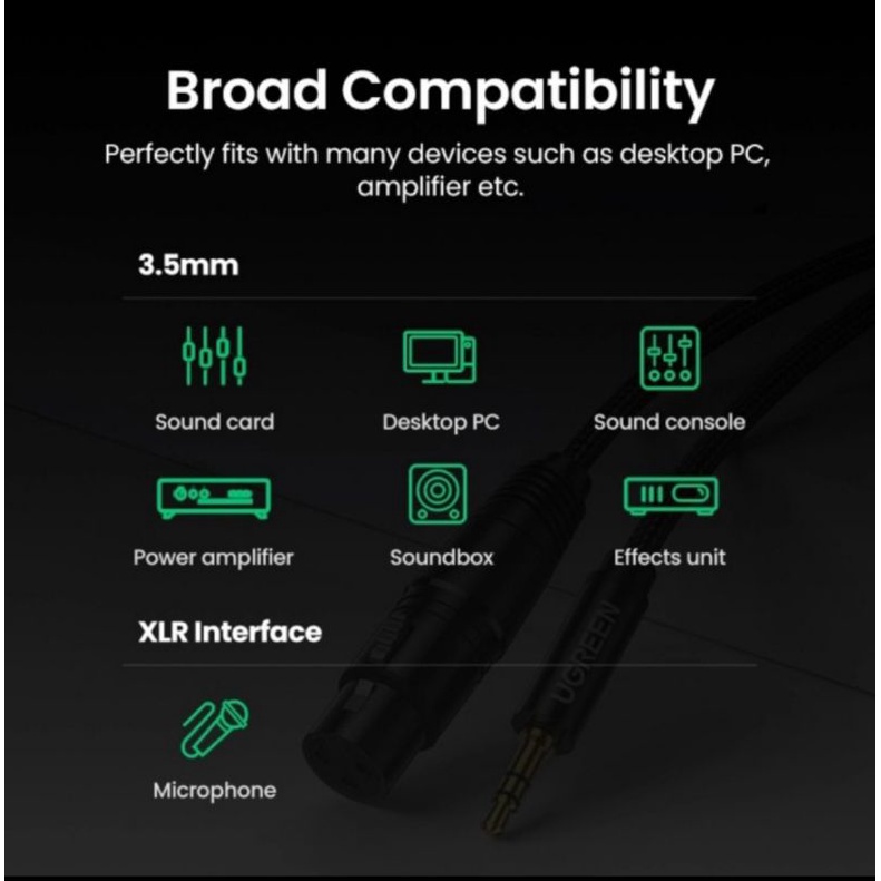 Ugreen XLR Microphone to Aux 3.5mm - Ugreen Jack 3.5 mm Male to XLR