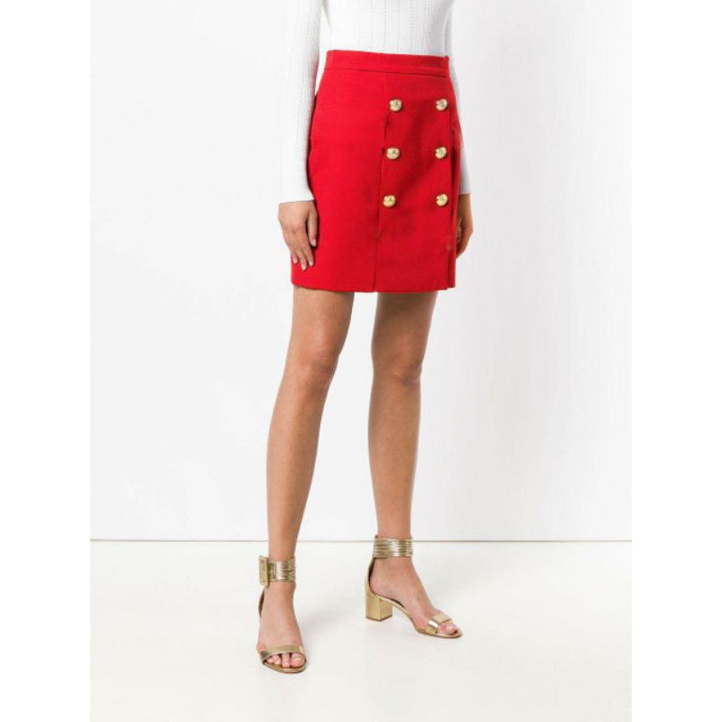 J cr*w bright red linen skirt