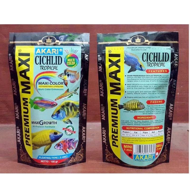 Akari Premium Maxi Cichlid 100Gram. Pelet Akari / Pelet Cichlid / Pelet Ikan