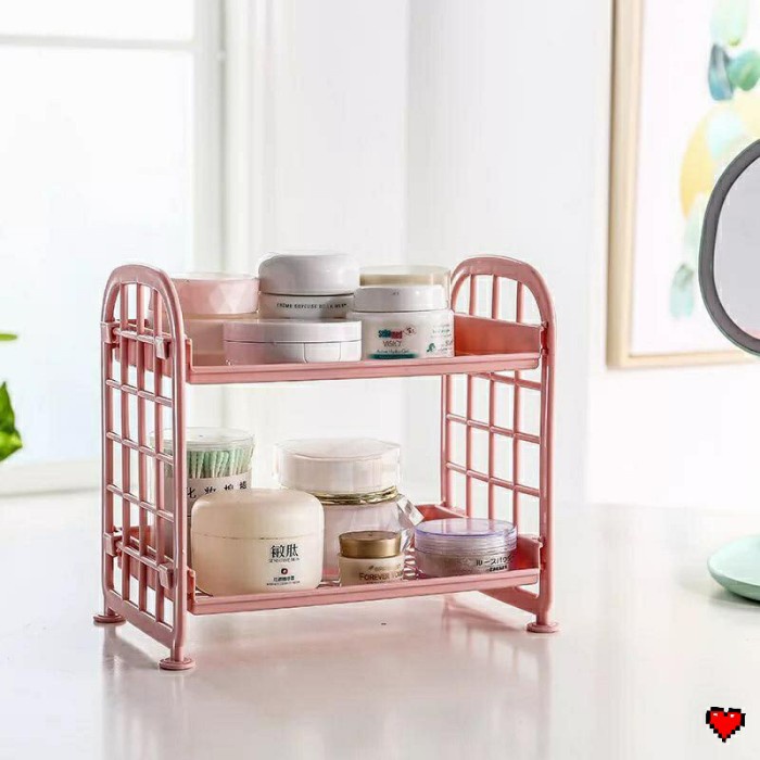 Elmart Rak Plastik Mini Serbaguna 2 Susun Rak Meja Dapur Kosmetik RK01
