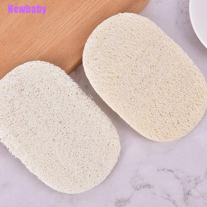 (Newbaby) Spons Loofah Alami Dua Sisi Bahan Microfiber Untuk Mencuci Piring