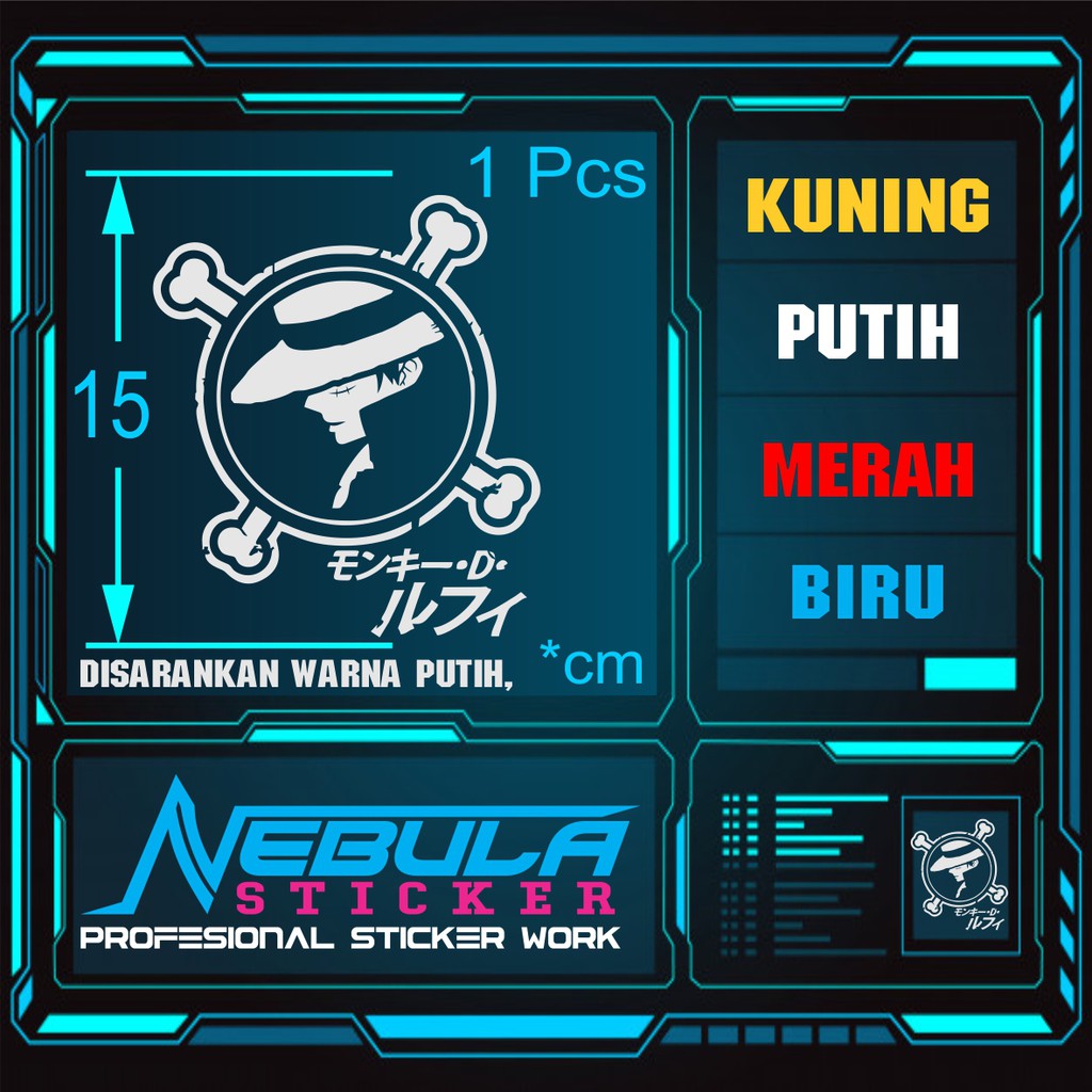Stiker Luffi One Piece Kaca Mobil