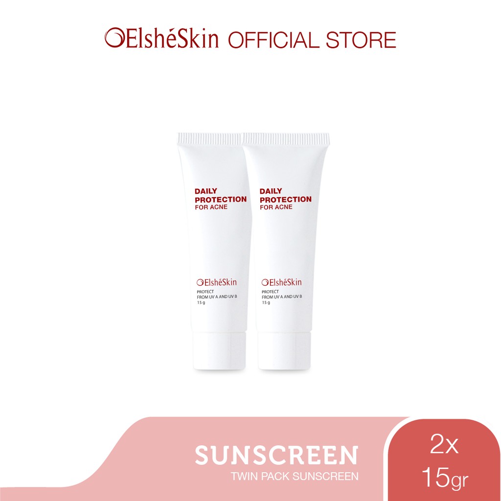 TWINPACK ElsheSkin Daily Protection For Acne Skin SPF 30 – 15gr (Lindungi dari UV & Merawat Jerawat) – Sunscreen Kulit Berjerawat