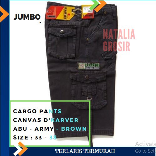 Celana Pria Celana Pendek Kimpul Pria 3/4 Cargo Size 27-38 Saku Banyak