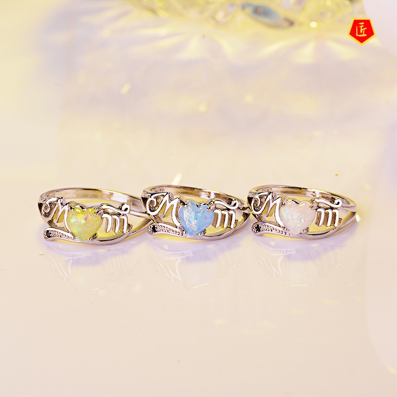 [Ready Stock]Simple Personality Heart-Shaped Opal Ring