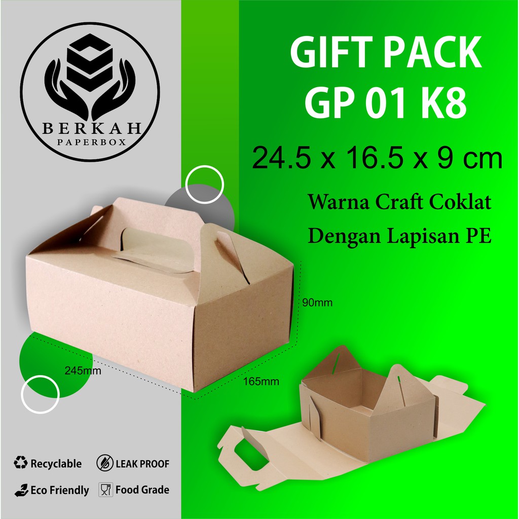 Gift Pack Handle Box Hampers Box Kue Kering (GP1K8-24.5x16.5x9 Cm)