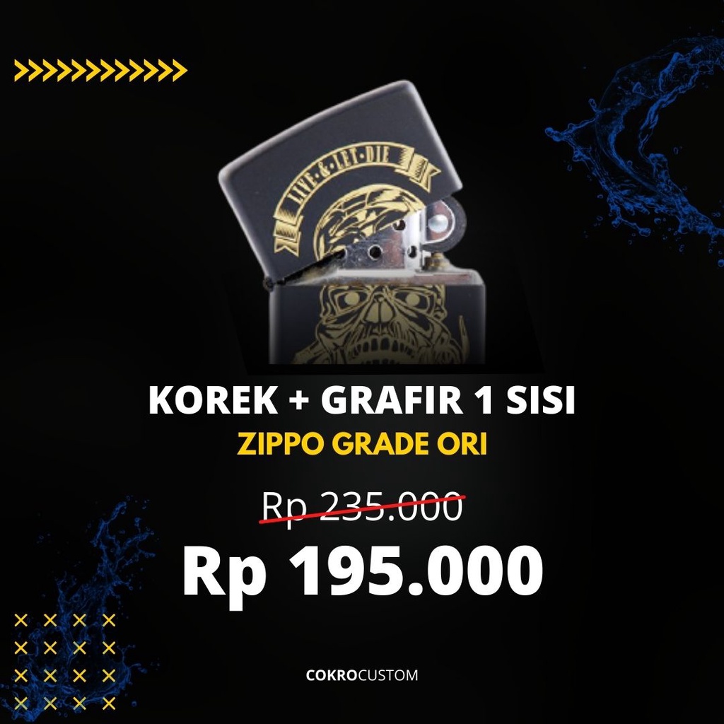 Zippo/Korek Zippo/Korek Api Zippo/Korek Zippo/CUSTOM ZIPPO? LIGHTER ZIPPO/GRAFIR 1 SISI (MURAH) COD