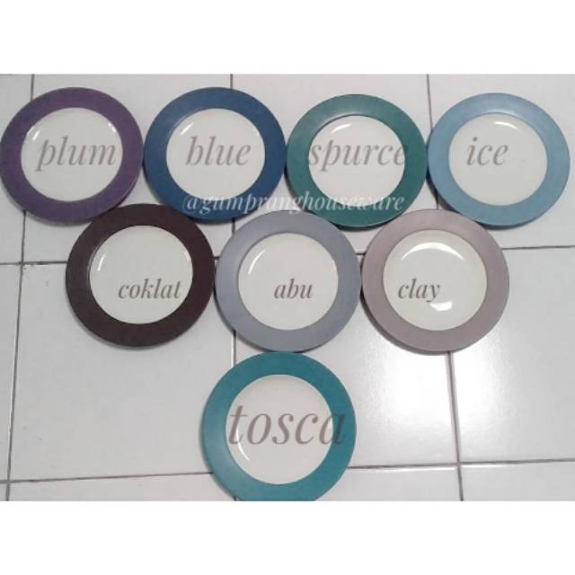 Piring kue cantik keramik bulat 21 cm ungu biru coklat Piring kue cantik keramik bulat 21 cm ungu biru coklat