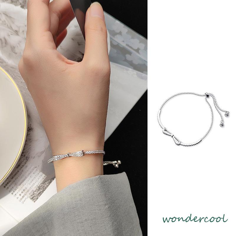 Super Flash Penuh Berlian Busur Gelang Niche Desain Cahaya Mewah High-end Hadiah Pacar Yang Indah-Won