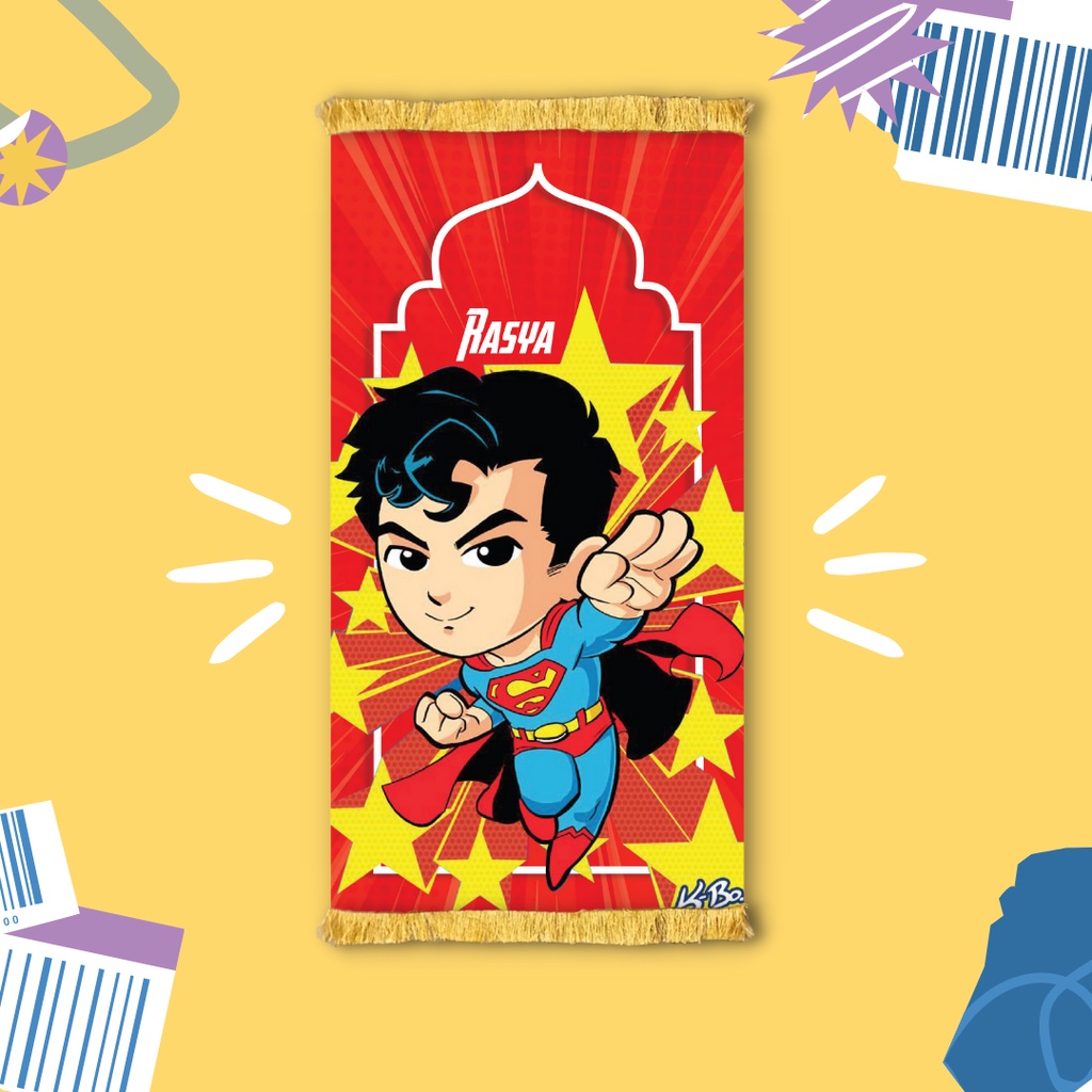 PART 4 - Sajadah Full Printing Anak Custom Nama //  Custom Gambar // Bahan Velboa Murah High Quality-SUPERMAN