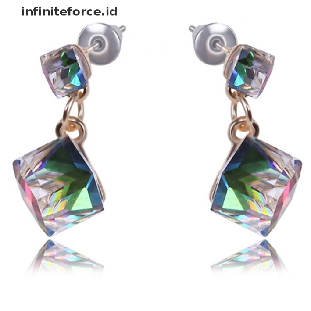 Anting Stud Zircon Kristal Berlian Imitasi Untuk Perhiasan Pengantin Wanita