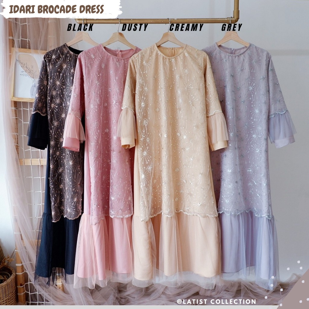 Idari Brocade Dress/Dress Brukat Tile Ld 108/Dress Brukat Lebaran/Dress Tile Brukat Seragaman