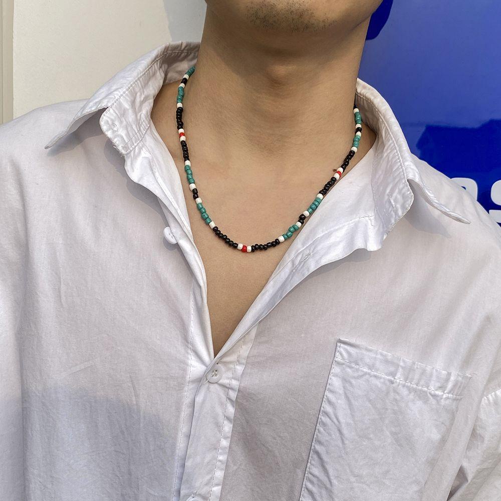 Mxbeauty Pria Kalung Retro Sederhana Boho Beads Pantai Kalung Musim Panas Wanita Rantai Klavikula