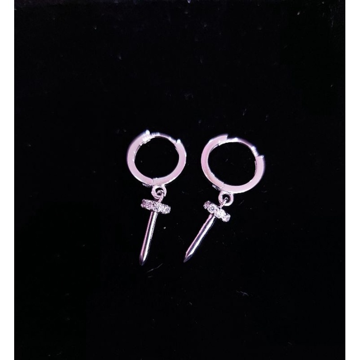 anting emas putih paku 375
